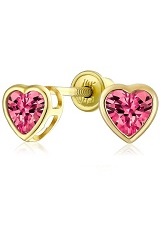 nice little heart cz red childrens birthstone earrings